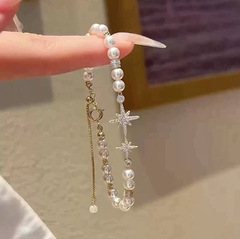 法式温柔八芒星珍珠手链女小众设计感气质叠戴串珠温柔百搭手饰品