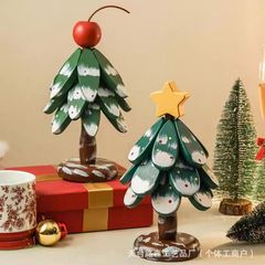 クリスマスツリー断熱マット卸売テーブル装飾クリエイティブツリー無垢材抗火傷ポットマット折りたたみコースターボウル