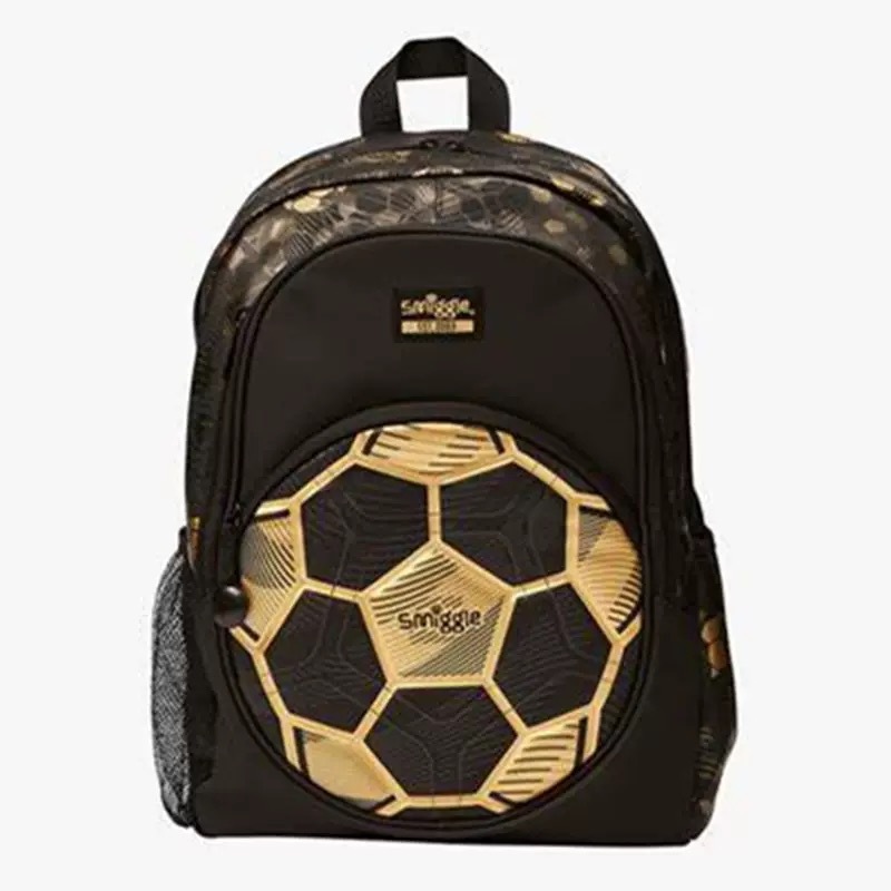 Smiggle Golden Football Schoolbag Box Set para niños Papelería Bolsa de almacenamiento multifuncional Mochila de descompresión Regalo