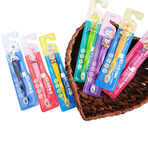 Imported from South Korea, Boppley Pororo Children's Toothbrush for Cleaning, Gum Massage, Soft Hair, Cartoon Toothbrush for Babies