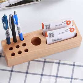 桌面木制笔筒创意摆件办公室钢笔收纳底座跨境木质笔插