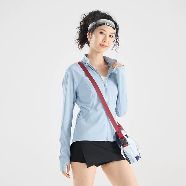 Outdoor Stand-Up Collar Ice Silk Sun Protection Clothing Women's Skin Clothing Women's Long-Sleeved Thin Elastic Anti-Uv Cycling Hiking Summer