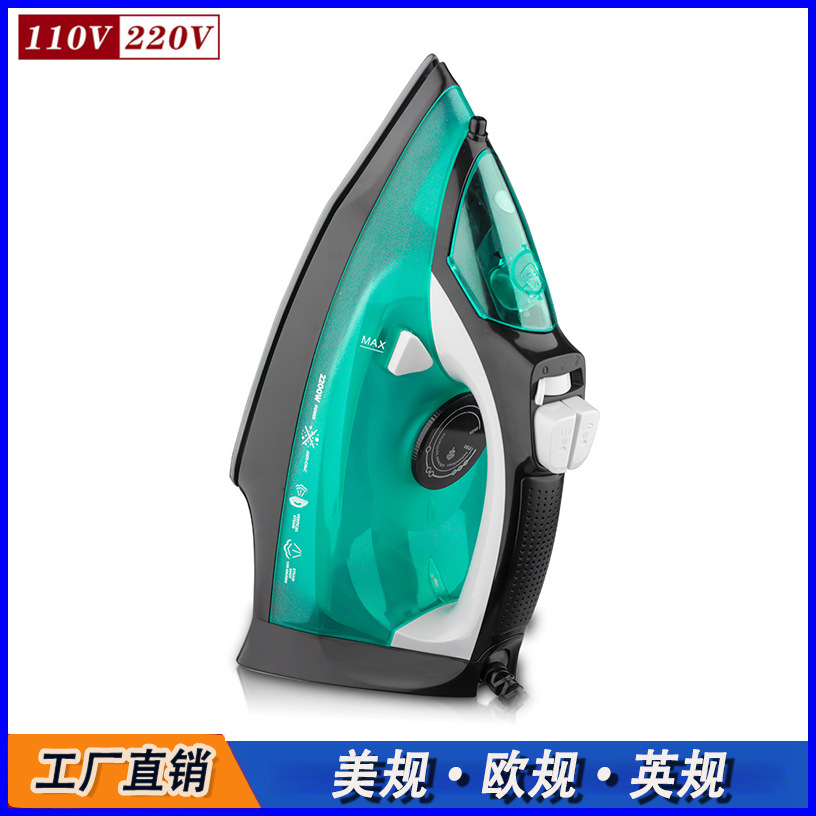 Estándares europeos y estadounidenses transfronterizos hierro de vapor doméstico de mano colgado con alambre hierro de vapor eléctrico seco y húmedo 2200W