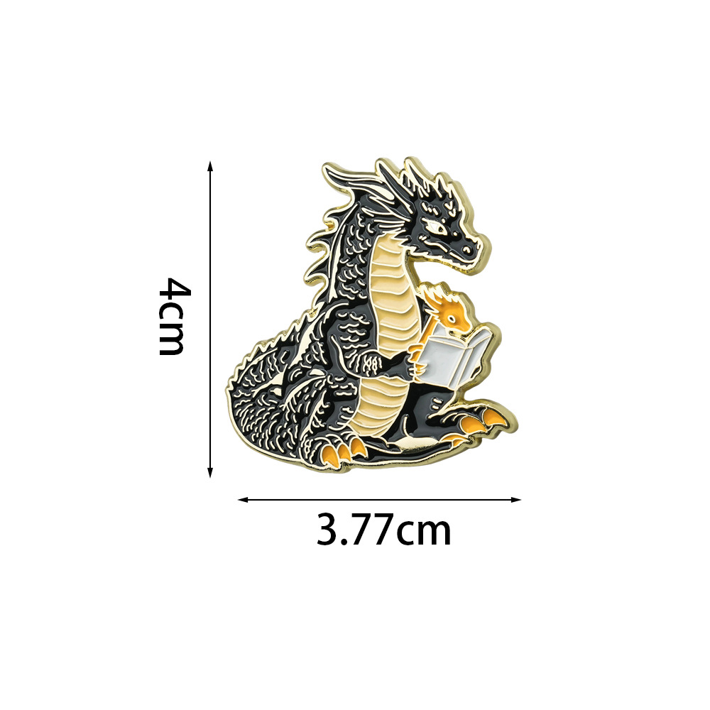 Dragon Reader Enamel Brooch Fantasy Book Lover Inspired Pin Badge Accessory