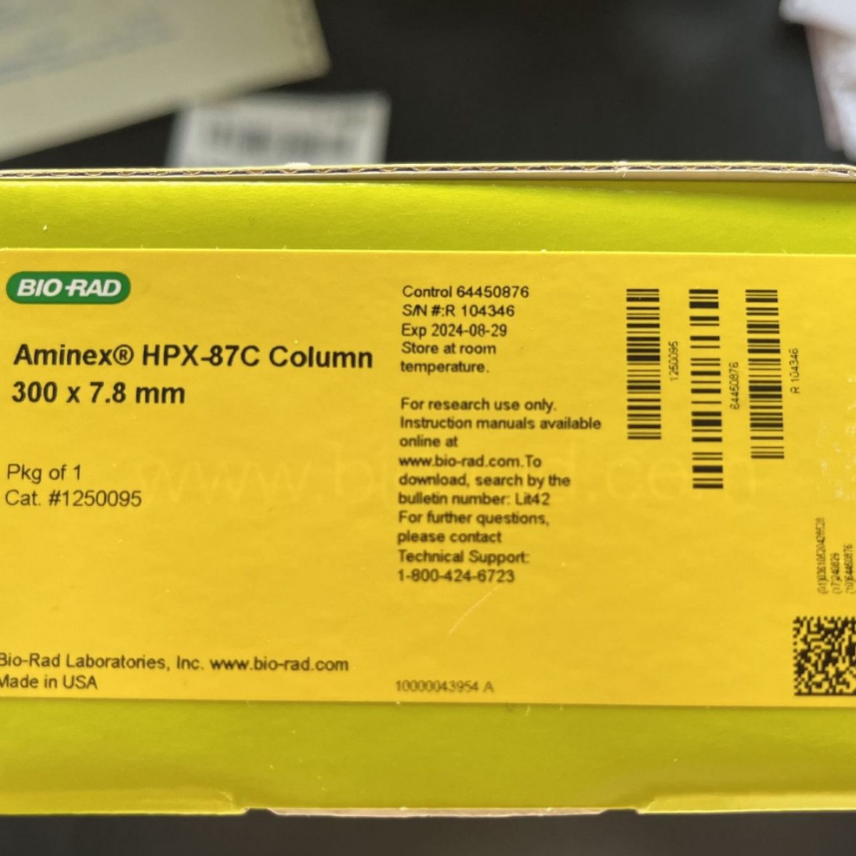 伯乐Bio-rad 1250140糖分析柱 1250131保护柱套 1250129保护柱