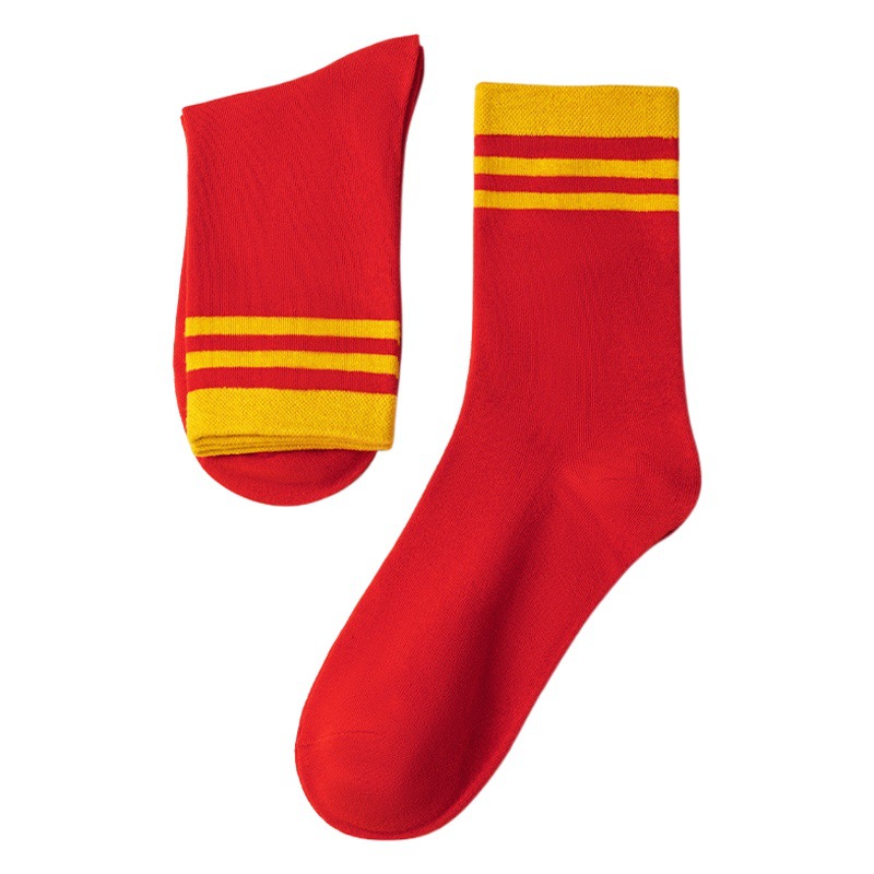 Año DE NACIMIENTO rojo festivo alto Año Nuevo media pantorrilla Calcetines de algodón cómodos transpirables boda unisex calcetines rojos