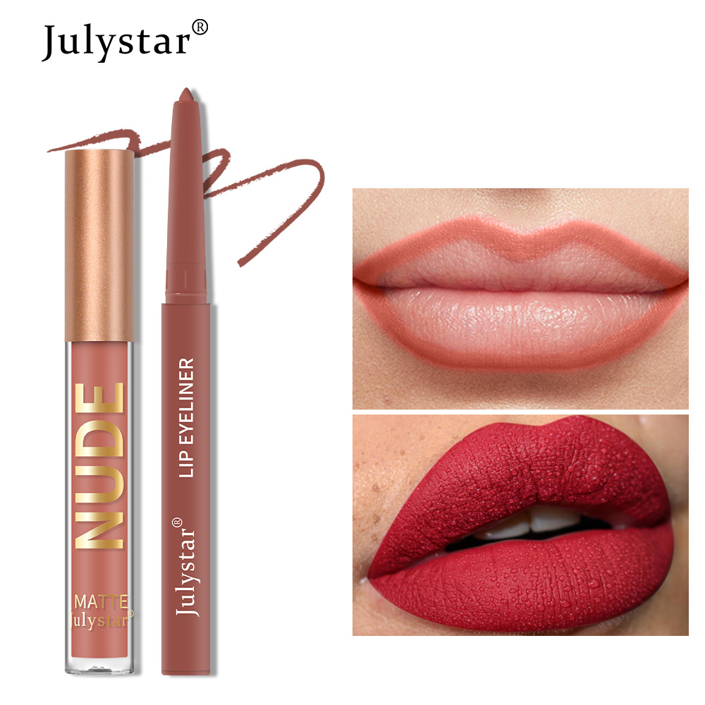 Carina Misty Mouth Red Line Maquillage de Noël Décoloration, No Staying Cup Ensemble de vernis à lèvres de couleur mate_voghion.com