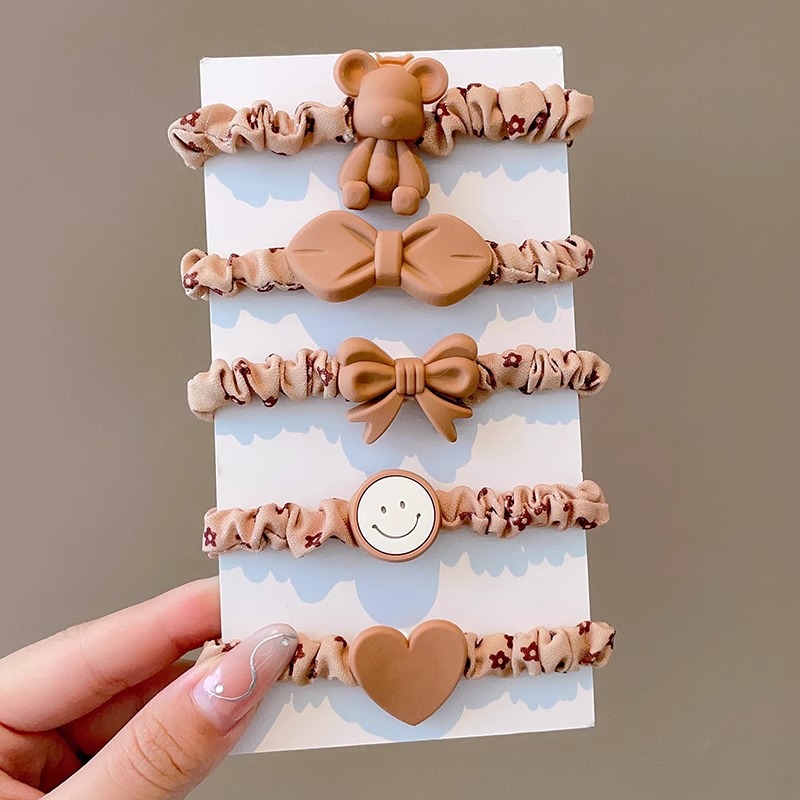 Cuerdas de cabello de color leche para niños flores anillo de cabello arco de goma para niñas no lastimar el cabello banda de goma para el cabello para niñas