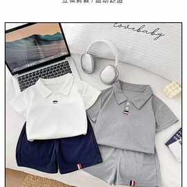 夏季男童宝宝帅气polo短袖套装儿童休闲洋气两件套中大童外穿透气