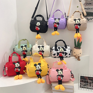 2025 New Children's Bag Cute Girls Mickey Mouse Pattern Bowling Bag Fashion Portable Shoulder Messenger Bag