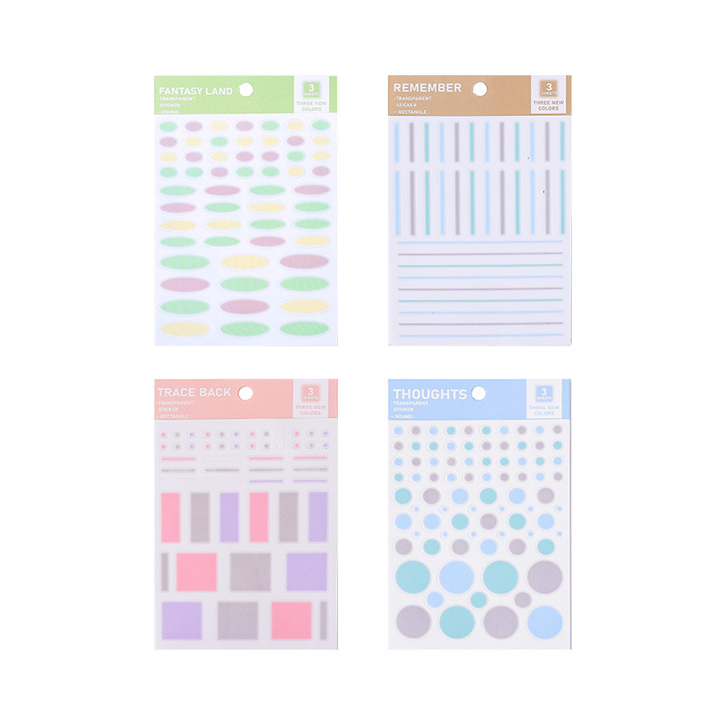 Memorias borrosas niebla cara impermeable pegatinas de cuentas de mascotas Morandi color transparente etiqueta pegatinas de plan de índice pegatinas