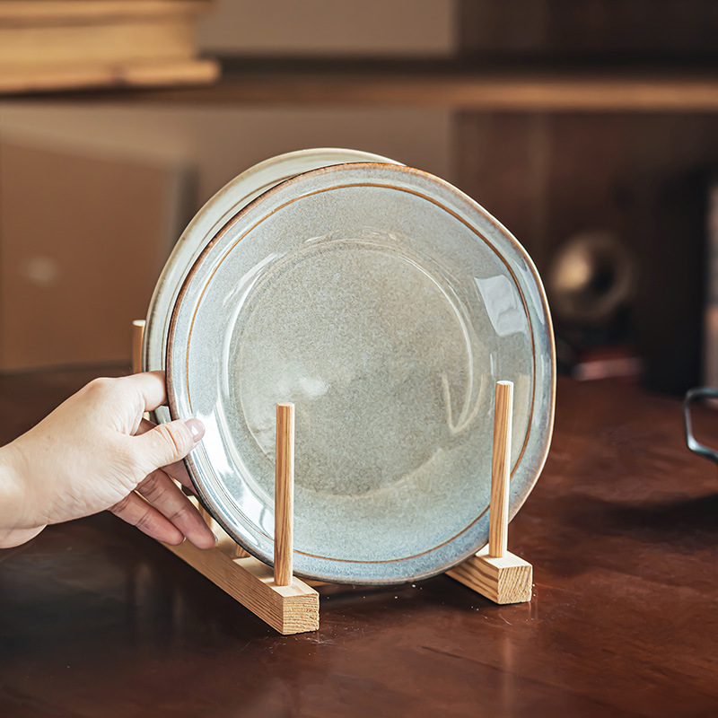 Estilo de belleza Plato plano retro de estilo japonés Plato de ensalada irregular de gran apariencia Plato de asador de carne de horno Plato de dim sum Plato de vajilla