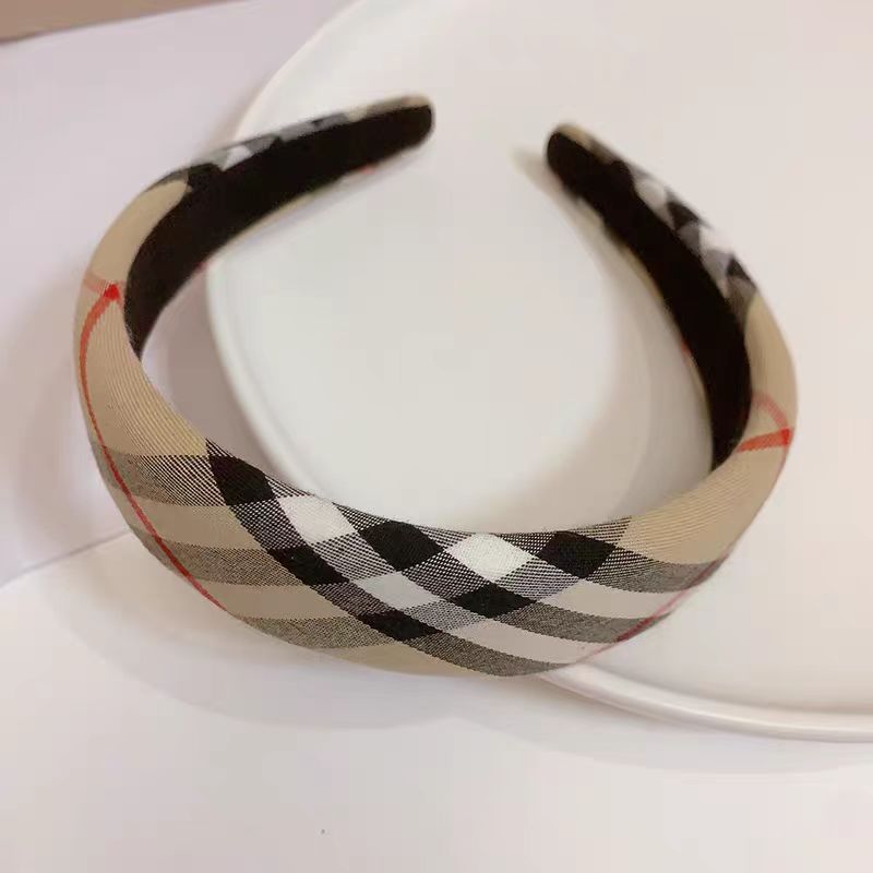 新款格子条纹布艺宽边海绵发箍洗脸束发出游时尚休闲发饰三彩网红|undefined