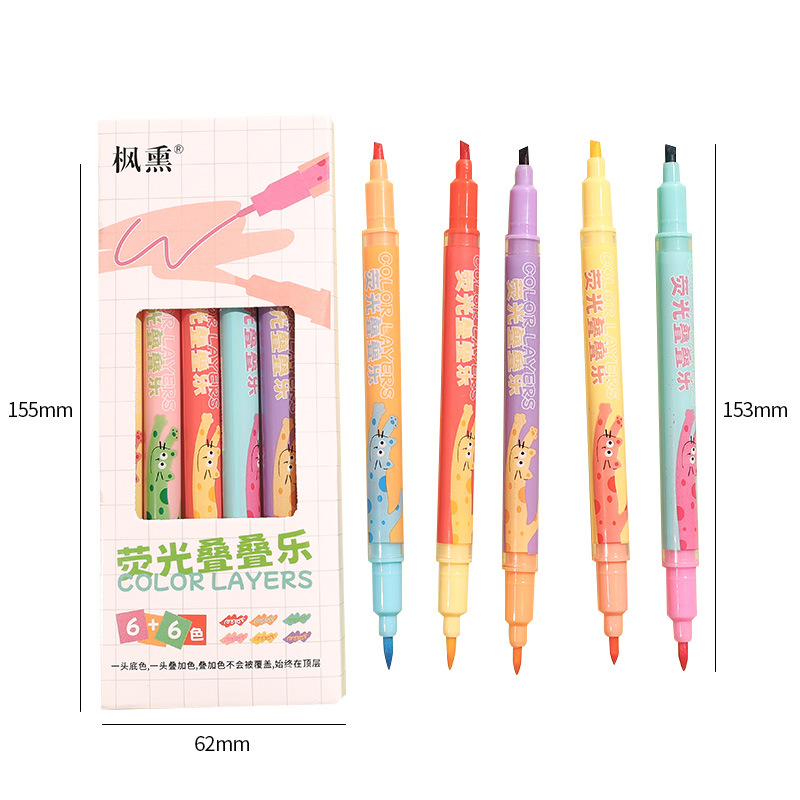 Creativo de doble cabeza de doble color marcador de color de los estudiantes de la escuela primaria de alto valor de color de la cuenta de mano de graffiti marcador