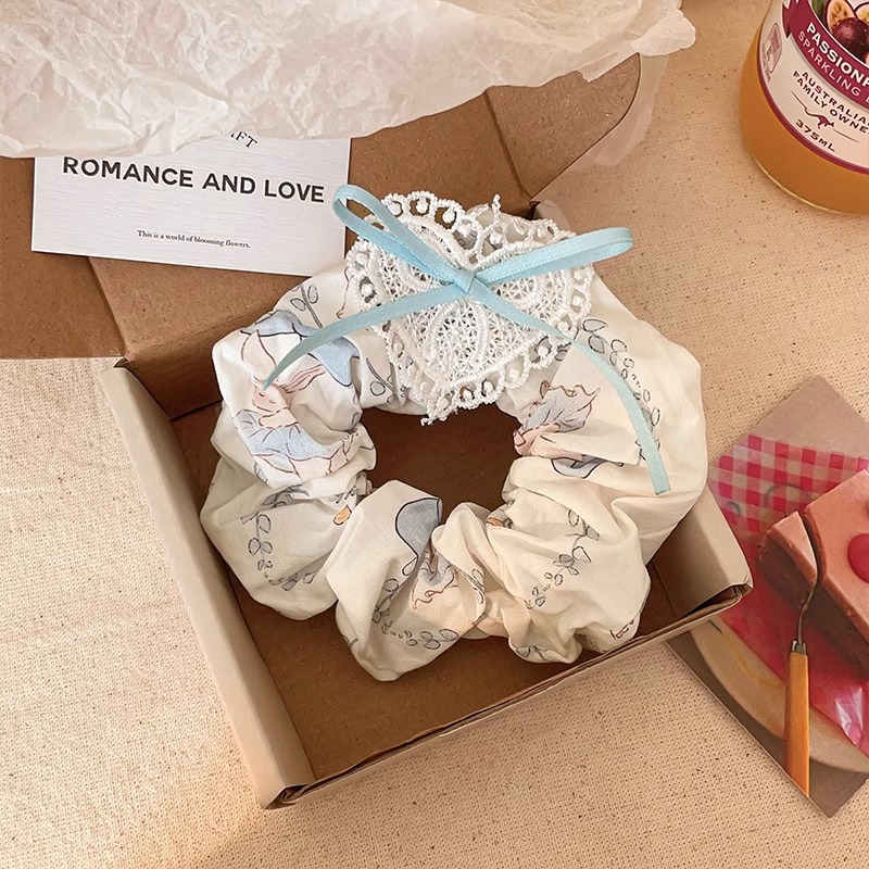 Primavera nueva corbata de pelo de intestino grueso para niños accesorios para el cabello de encaje dulce niña cabeza de bebé flor cuerda para la cabeza tocado de cuerda para el cabello japonés