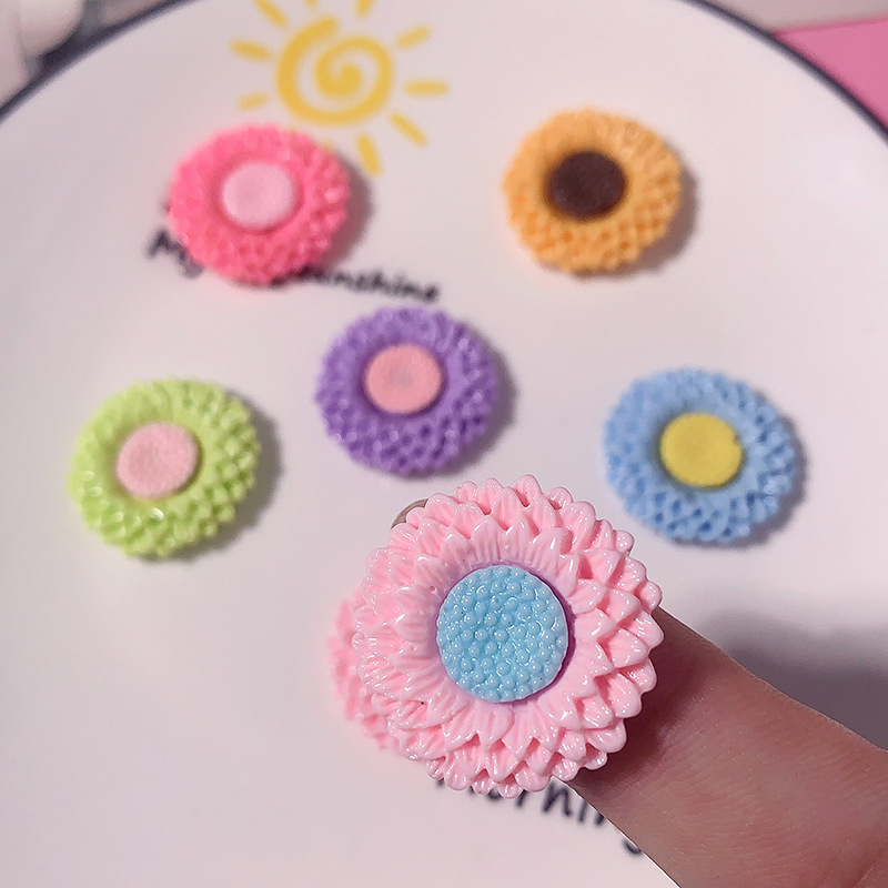 Nuevo colorido girasol flor diy accesorios de resina crema pegamento para el cabello clips para el cabello accesorios hechos a mano botones de zapatos broches
