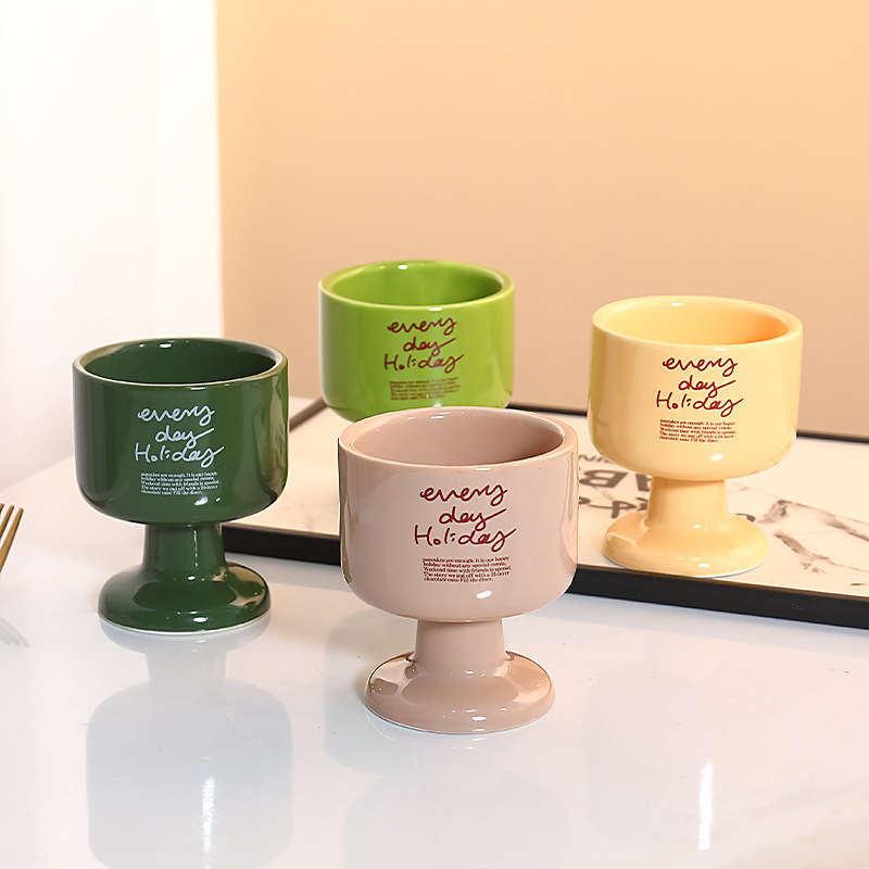 South Korea ins blogger with French creative ceramic goblet ice cream cup pudding dessert yogurt cup