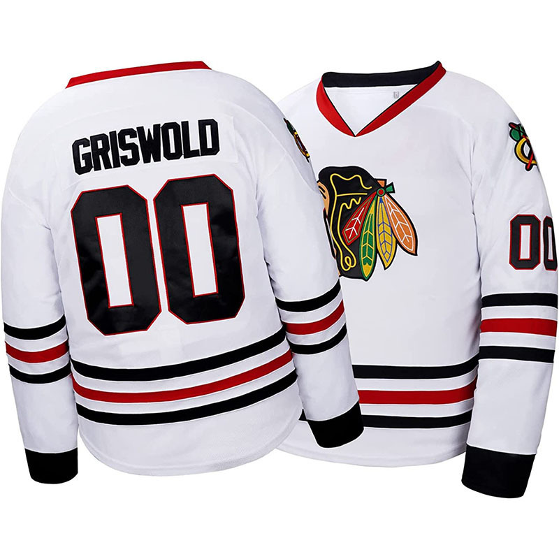[Embroidered Us Size in Stock] Cross-Border Amazon Hockey Jersey No. 00 White Movie Retro Ice Hockey