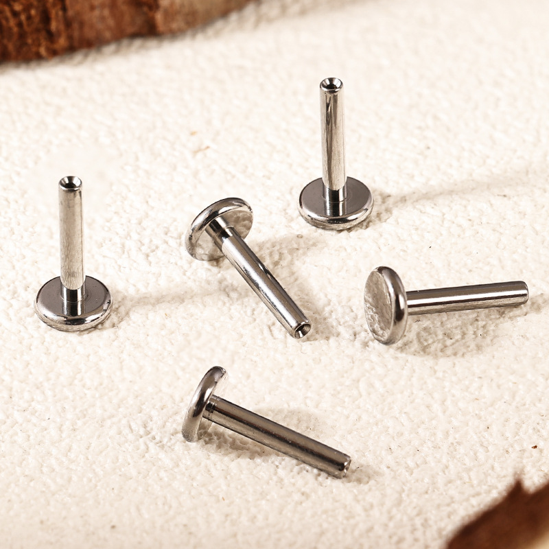 F136 Titanium Alloy Labret Stud Flat Bottom Rod Small Base G23 Titanium Body Piercing Lip Jewelry detail image 7