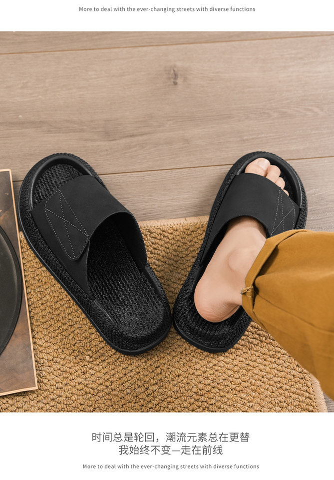 Dép sandal nam cỡ lớn quai dán hở ngón, chống trượt, thoáng khí, đi biển và dạo phố mùa hè — 8018 màu kaki, 8018 màu đen, 8018m màu chi tiết 12