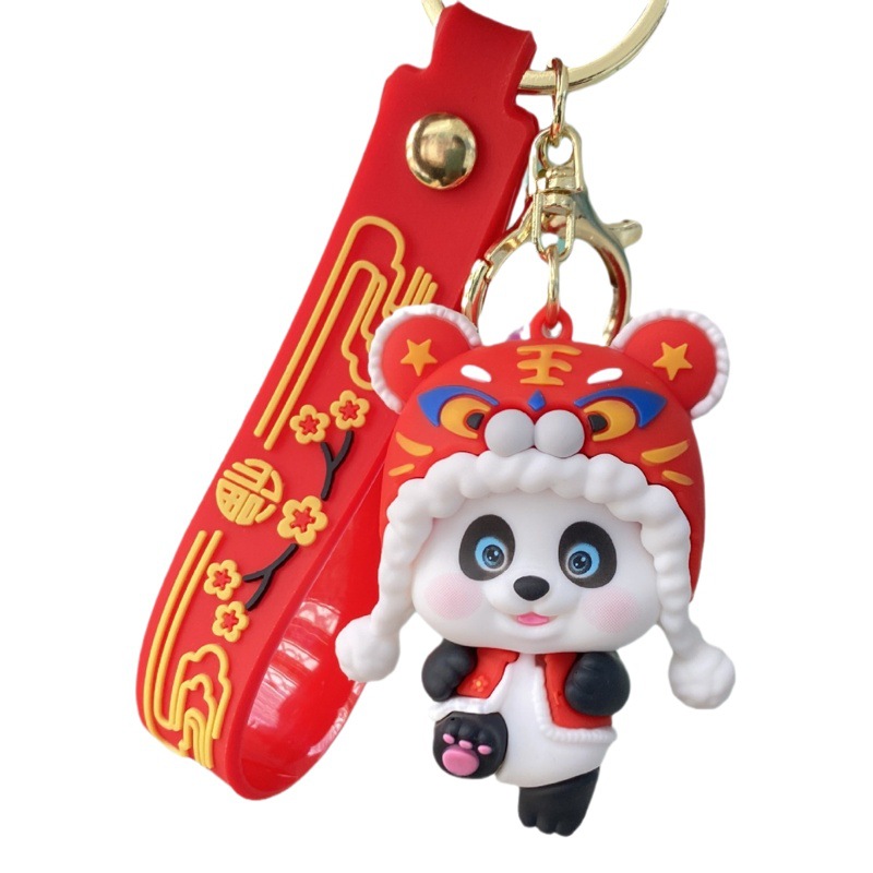 Estilo chino Panda llavero lindo muñeca coche bolsa de la mochila colgante adornos pequeño regalo al por mayor