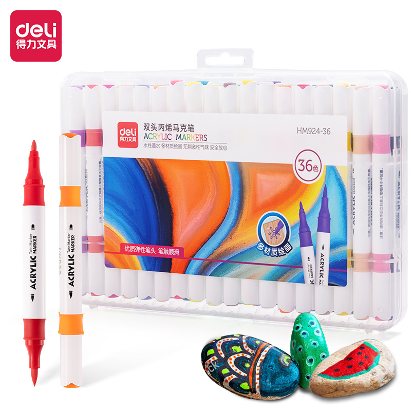 Délix HM924 - 24 / 36 color doble cabeza acrílico marcador de tinta suave color rico graffiti pincel