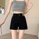 Black Denim Shorts Women's Summer New High Waist Slimming Loose Stretch A- Word Hot Pants for Small Men