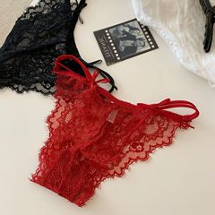 甜辣蕾絲性感內褲女士低腰大紅色純欲低腰火辣三角內褲女