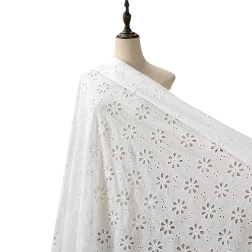 Embroidered fabric polyester cotton lace fabric women's dress embroidery floral edge hollow embroidery stereoscopic embroidery
