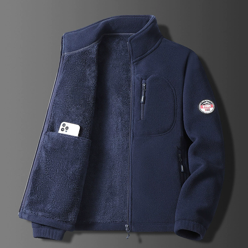 Трансграничная флисовая куртка, мужская флисовая куртка, повседневный топ с воротником-стойкой, Douyin, интернет-знаменитости, модная партия производителя курток