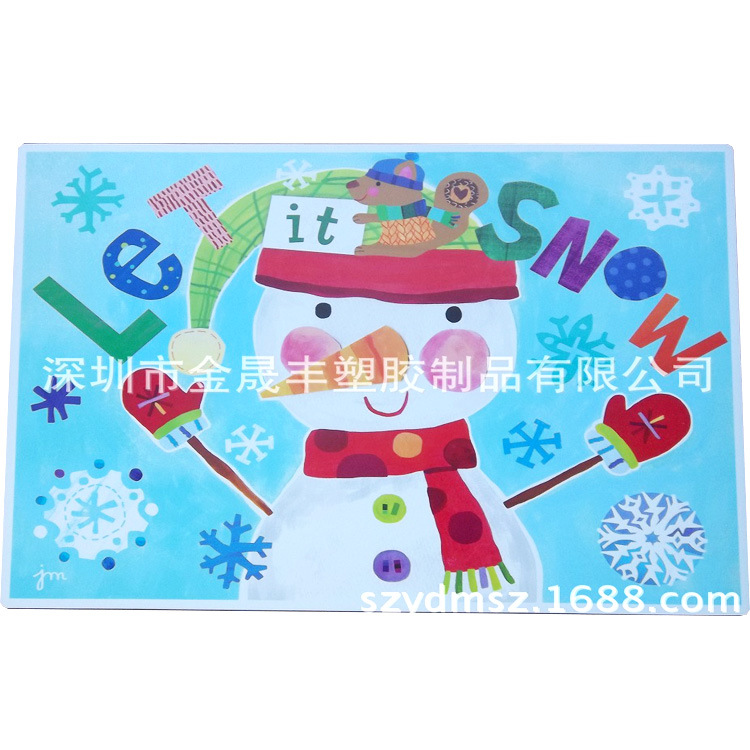 透明软胶PVC水晶医药桌垫厂家定制圣诞老人PP卡通图案桌垫双彩印