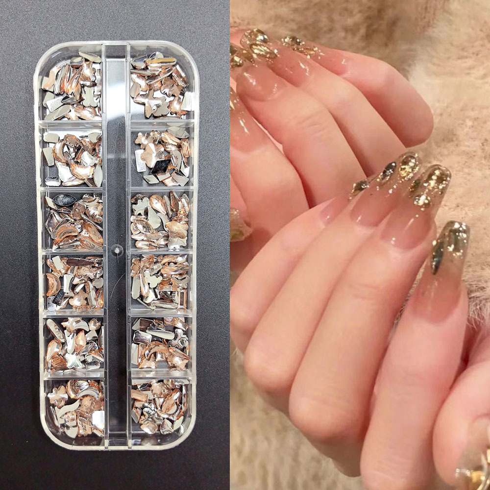 Accesorios para uñas Mini diamantes para uñas Diamantes planos de forma especial Blanco rosa champán Accesorios para uñas súper brillantes