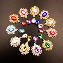 胸针款-水滴合金花盘水钻饰品配件DIY金色水钻配件合金花盘