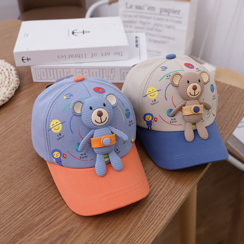 Children's Hats Korean Style Boys and Girls Cartoon Little Bear Baseball Cap Spring Baby Sunshade Baseball Cap Trendy 2479-11 