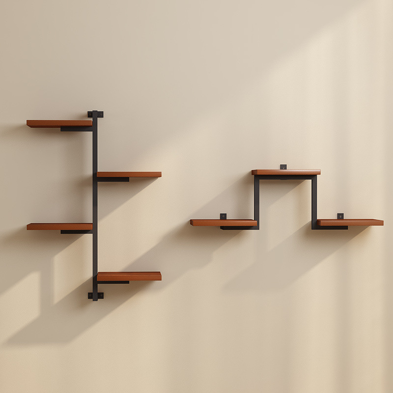 Estante de pared estante de flores decoración moderna simple partición de pared simple hierro forjado estante multicapa perforación