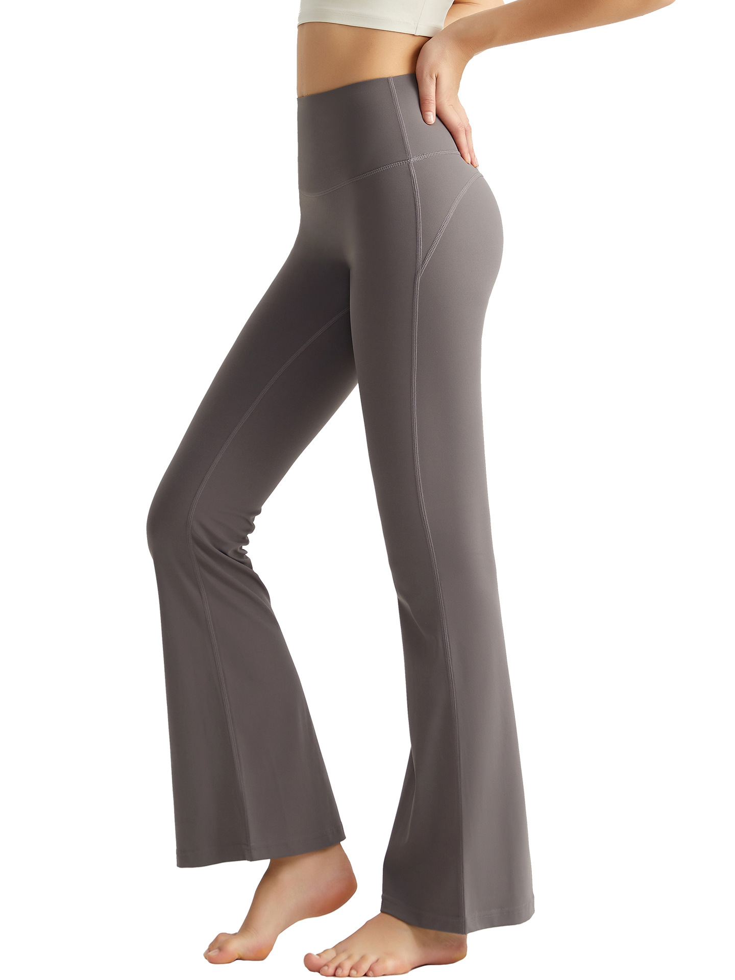 Wiman nuevo antibacteriano 7A desnudo microfibera pantalones de cintura alta caderas pantalones de fitness pantalones de yoga ajustados image 5