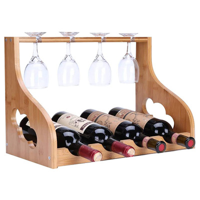 European style Wine originality woodiness Wine cabinet make Goblet The wine bottle Storage rack desktop Retro red wine Store Bracket