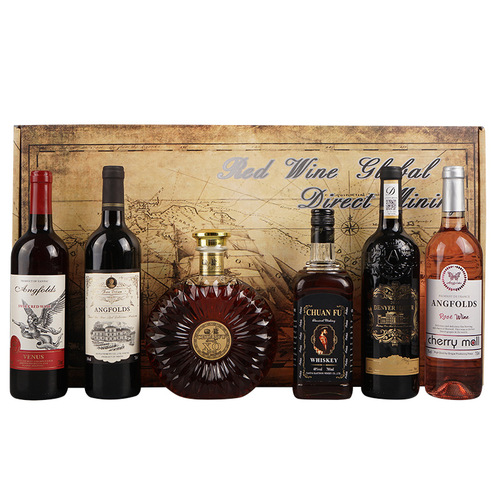 Wholesale and dropshipping of wine, spirits, XO brandy, whiskey: a set of 6 bottles gift box from Tenghui Liquor Manufacturer