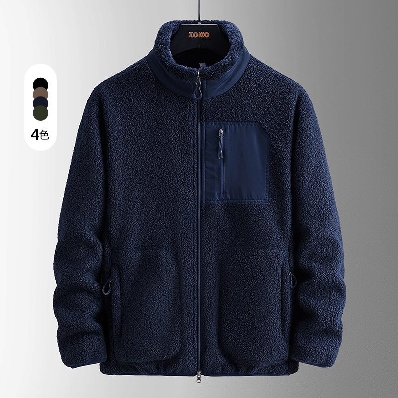 Cross-border Men's Winter Lamb Velvet Men's Sweatshirt Jacket Men's Jacket Collar Jacket Fleece Jacket Bldder