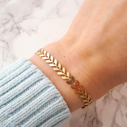European and American cross-border chain jewelry, fishbone chain bracelet, fashionable airplane chain bracelet, two-in-one ankle chain for women