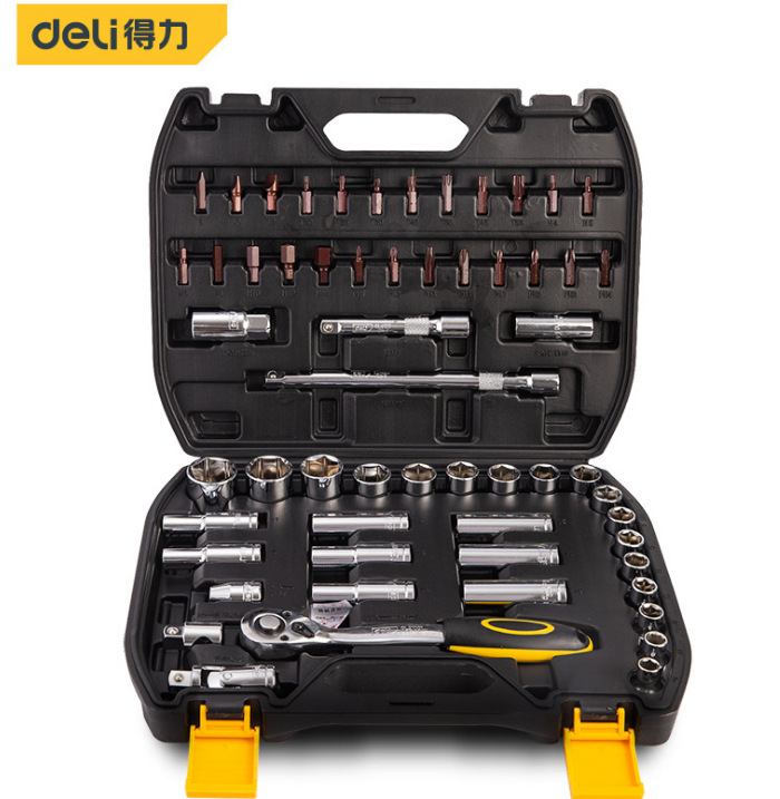 得力工具12.5mm系列1/2系列套筒扳手组合58件套 套筒旋具DL2058T