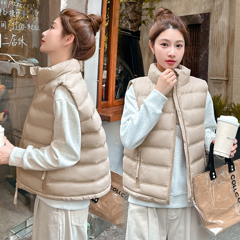 2025新款羽绒棉服马甲女短款轻薄韩版立领坎肩保暖马夹背心外套|undefined