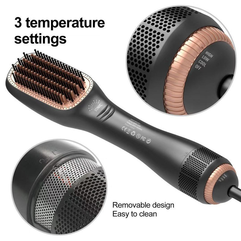Cross-Border Three-In-One Multifunctional Hot Air Comb Hair Styling Hair Dryer High-Power Hair Straightener Quick Curling Wand