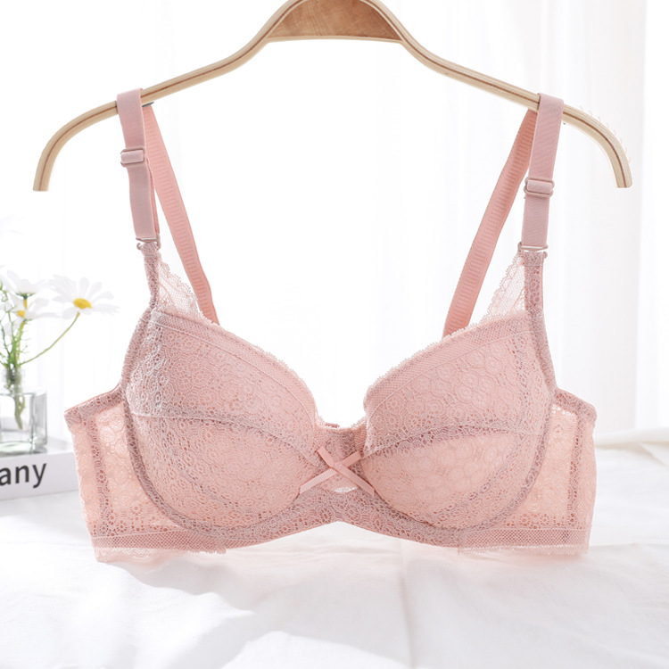 Shantou sujetador de encaje sexy sin esponja ultra delgada ropa interior transpirable y cómoda ajustable para mujeres sujetador anti-caída