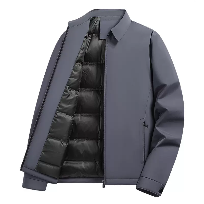 2024新款夹克白鸭绒高品质羽绒服立领简约休闲中年羽绒外套男商务