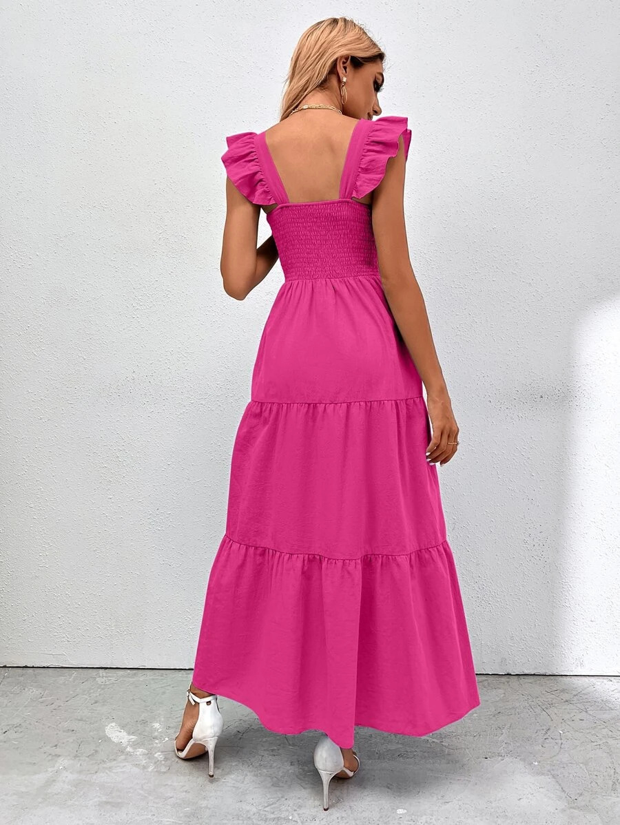 Women's Summer Strap Ruffled Dress: Stylish & Flattering Sundress - Ootddress