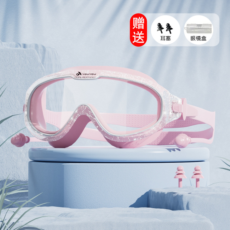 女性用スイミングゴーグル、防水、防曇、高精細近視度、男性用プロフェッショナルスイミングゴーグル、大型フレーム、大人用スイミングキャップセット、装備|undefined