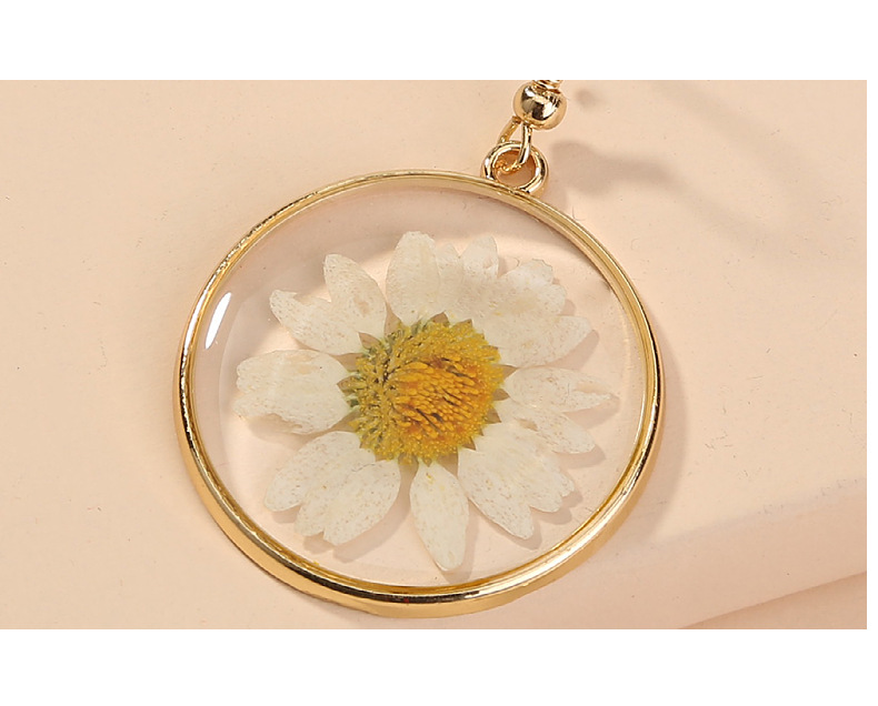 European And American Cross-border New Round White Natural Chrysanthemum Resin Earrings Accessories display picture 7