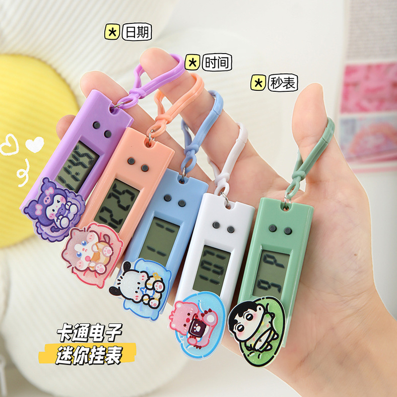 新しい漫画かわいいミニ電子壁時計ポータブル学生電子時計仕事研究試験スケジュールミュート|undefined