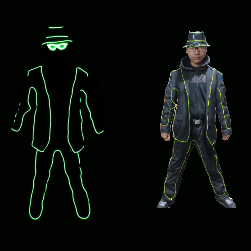 Danza fluorescente Ropa de actuación LED Estándar LED Espectáculo de talentos Escenario Ropa luminosa DJ Jazz Danza fluorescente Accesorios luminosos